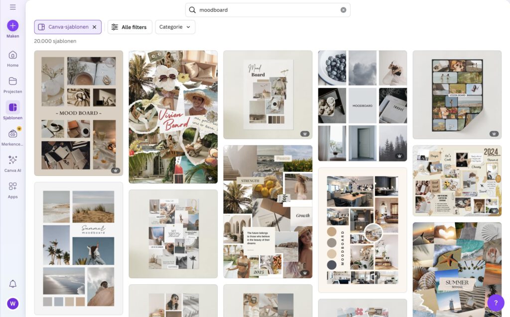 Online moodboard maken Canva