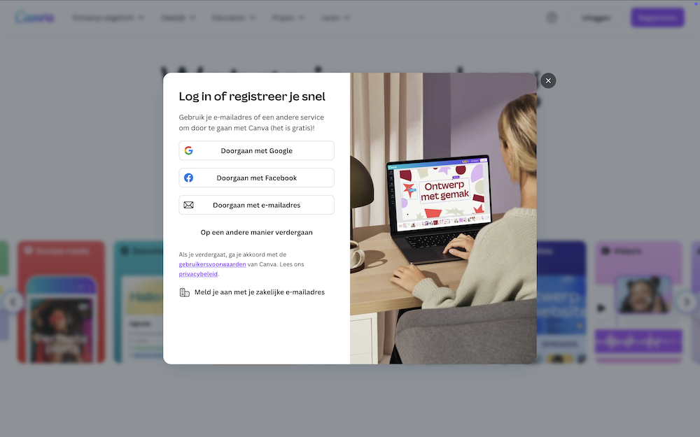Canva account aanmaken