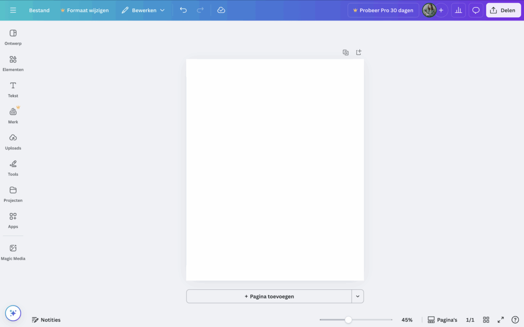 Canva nieuw ontwerp