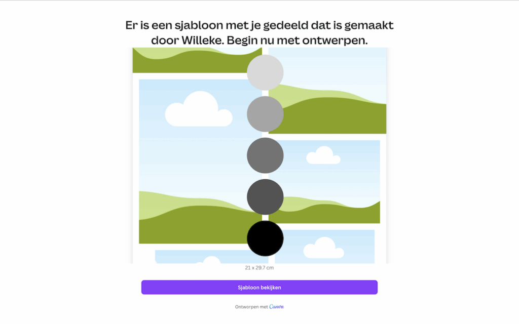 Canva sjabloon openen