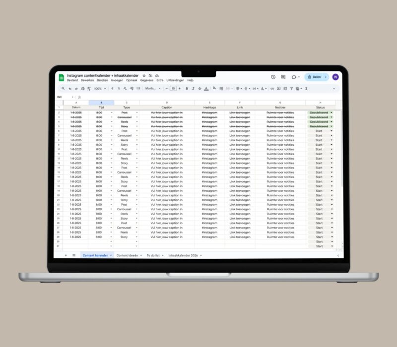 Instagram contentkalender