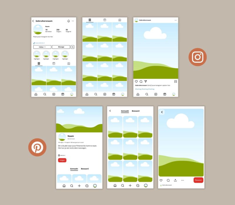 Mockup set Instagram en Pinterest
