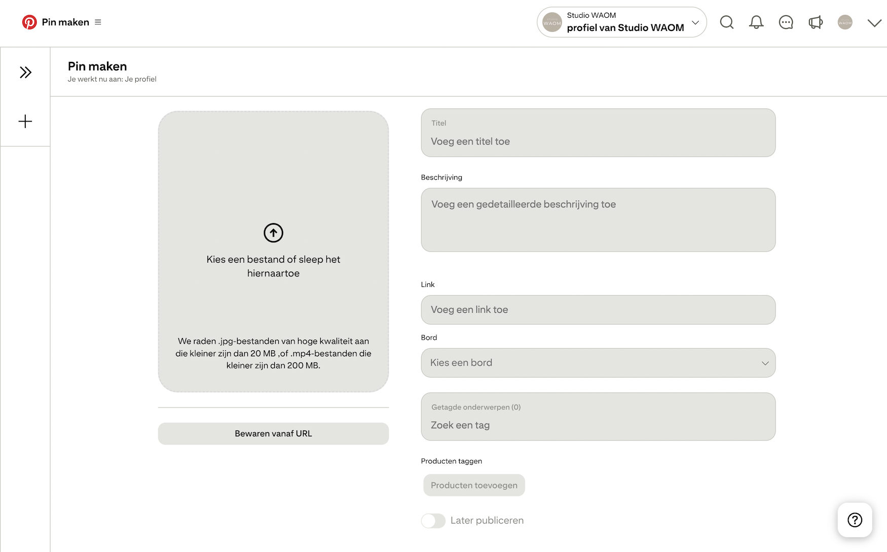 Pin maken op Pinterest